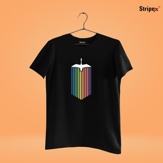 Vibrant Wings: Colorful Bird Printed Men's T-shirt