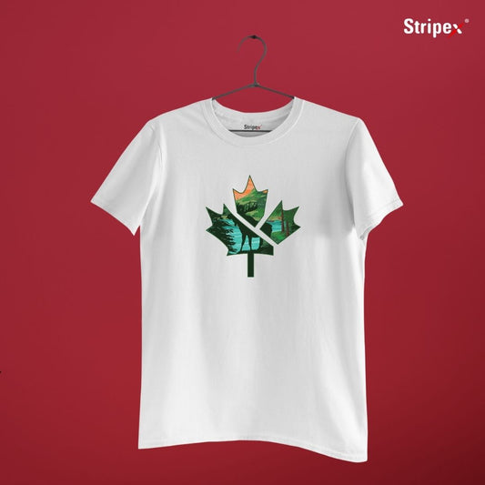 Nature's Emblem: Men's Maple Leaf Printed Graphic T-shirt
