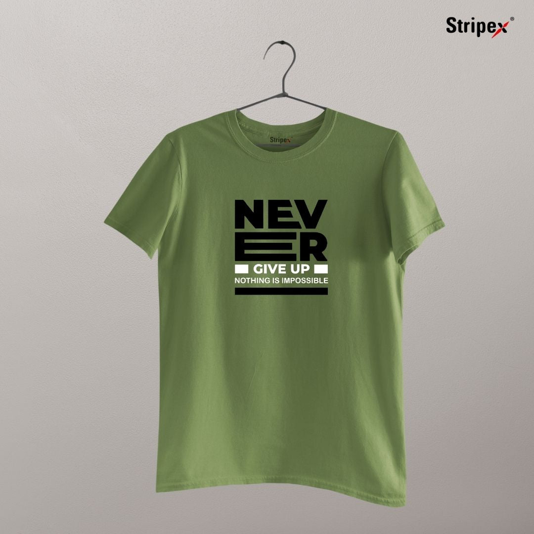 Resilience Magic: 'Never Give Up' Typhographic Men's T-shirt